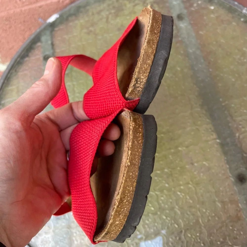 Birkenstock Birki’s Red Elastic Strap Sandals Size 5-5.5 (36) Euro - Picture 9 of 9
